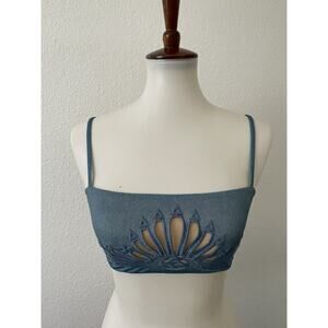 Beach Riot Swim Bikini Top Embroidered Cut Out Swimwear